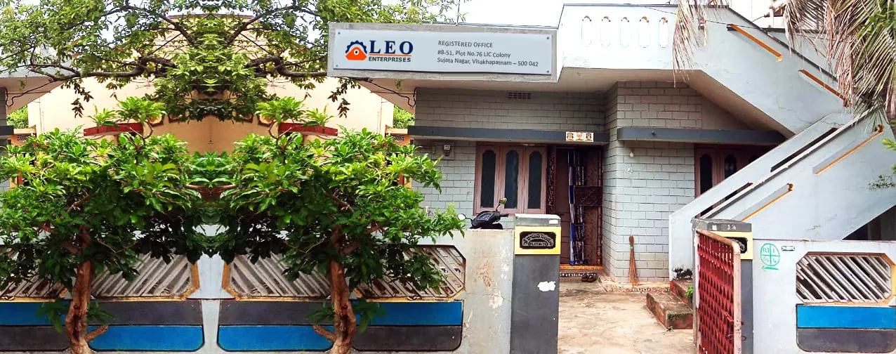 The Visakhapatnam premises, single storey with the company signboard above the entrance.
